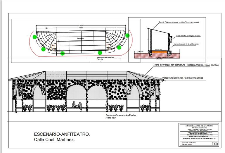 Plano de lo que debe ser el escenario en la plaza Itay.