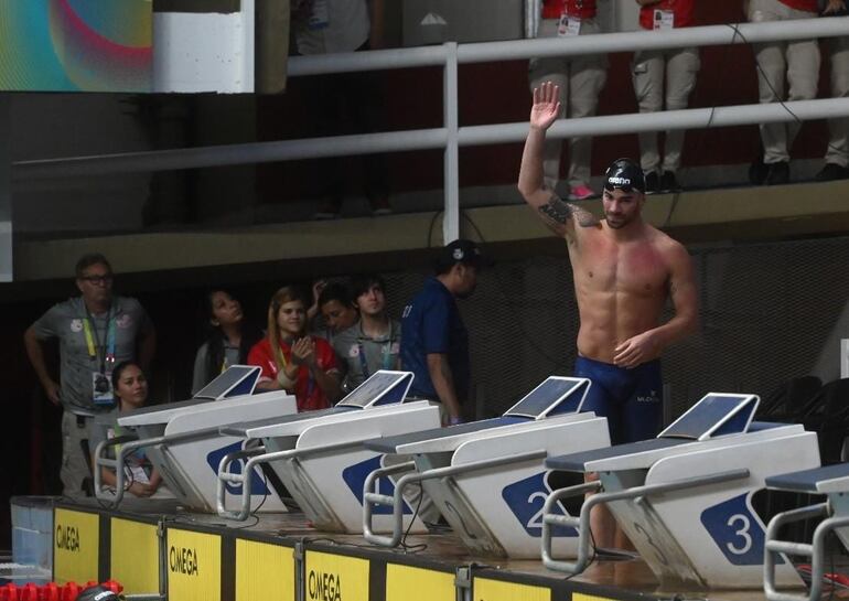 Renato Prono, en el Centro Acuático Nacional de Asunción, durante la competencia de Natación en los Juegos Suramericanos.