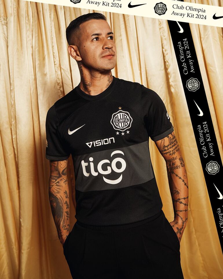 La nueva camiseta alternativa de Olimpia para la temporada 2024.