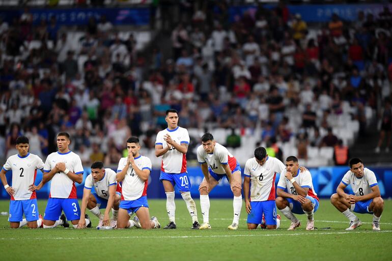 Los jugadores de la selección de Paraguay en la tanda de los penales.