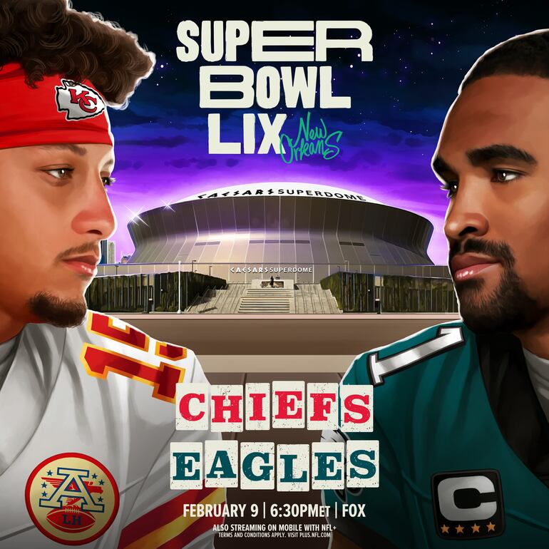 Este domingo 9 de febrero el Super Bowl se enfrentará a los Philadelphia Eagles y los Kansas City Chiefs.