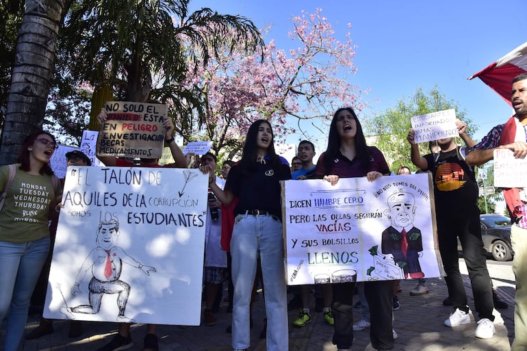 Los carteles de la última marcha del viernes apuntaron contra políticos oficialistas.