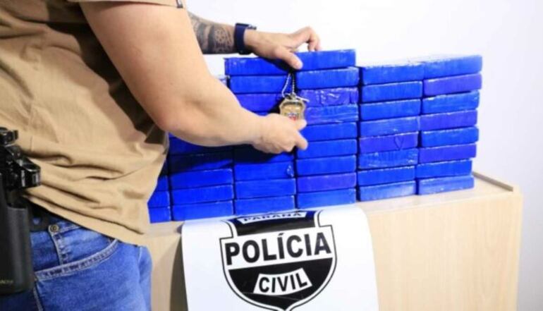 La droga requisada por los agentes de la Policía Civil en Foz de Iguazú.