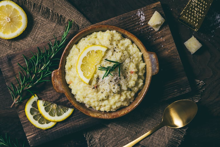 Risotto al limón.