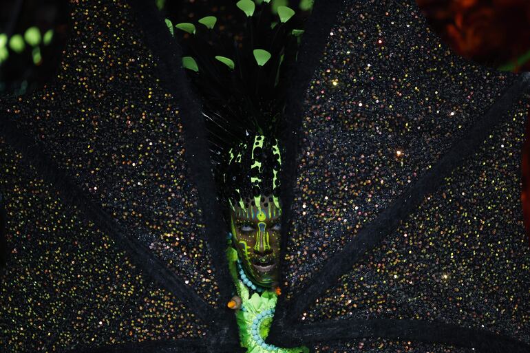 Integrantes de la escuela de samba Academicos do Grande Río desfilan durante el carnaval de Río de Janeiro, hoy, en Río de Janeiro (Brasil). EFE/ Antonio Lacerda