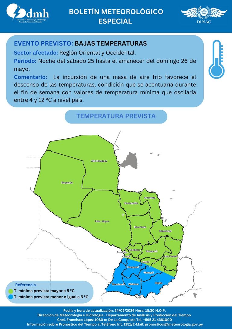 Boletín especial de Meteorología por ingreso de frente frío para este fin de semana.