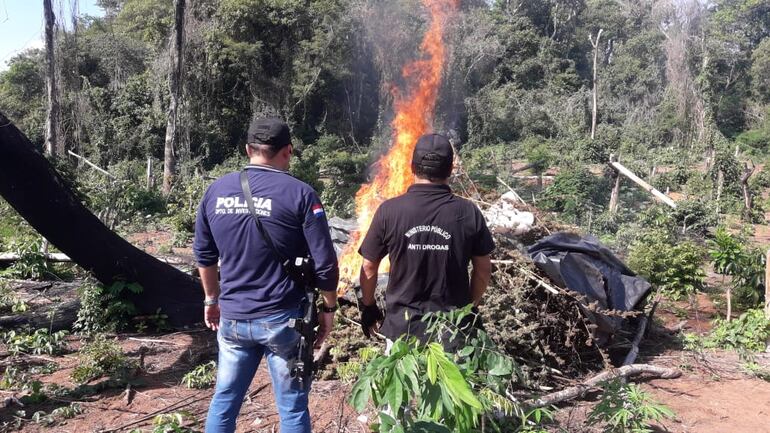 La droga fue incinerada por personal policial.