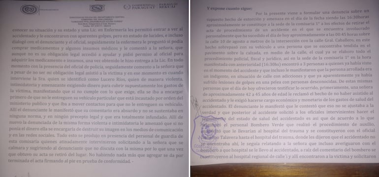 Denuncia por extorsión presentada por conductor involucrado en un arrollamiento en San Lorenzo.