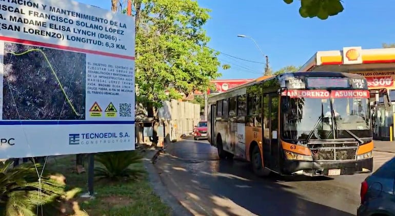 Desvíos de buses por obras en la Avda. Mariscal López.