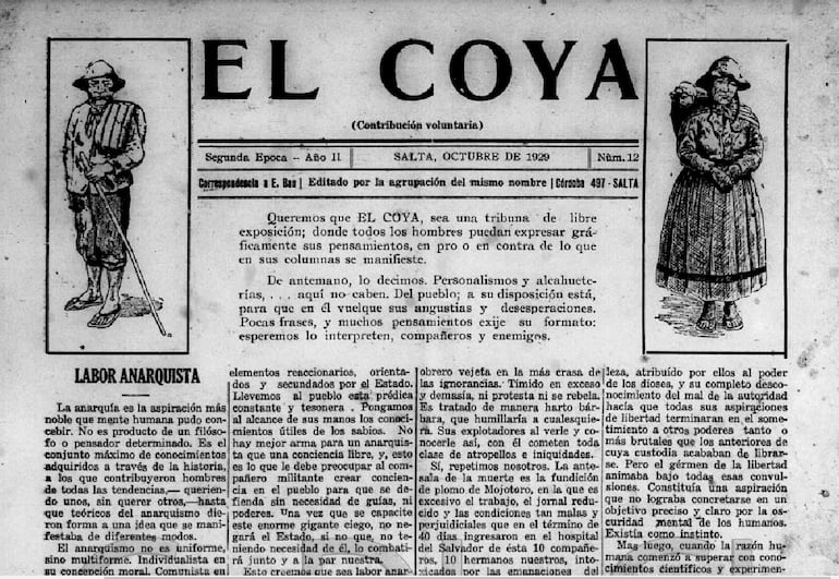 Prensa anarquista salteña: "El Coya", nº 12, octubre de 1929. (Imagen: cortesía del autor)