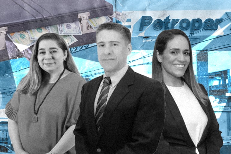 Ana Karina Yaluk, William Wilka (centro) y Jazmín Caballero Prieto, los funcionarios que "ayudaron" a Faluci SA.