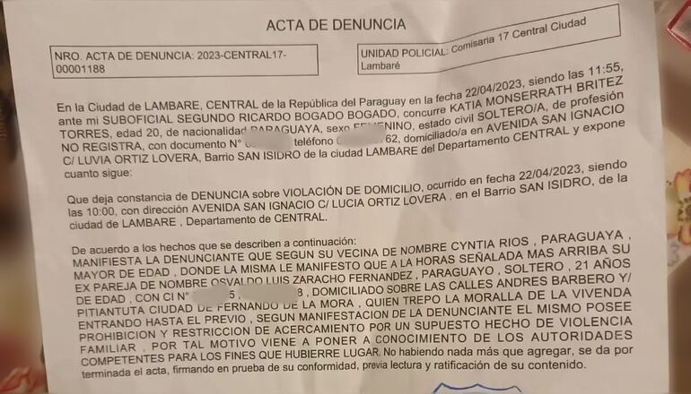 A pesar de las medidas de protección, Osvaldo volvió a ingresar a la casa de Katia el pasado 22 de abril.