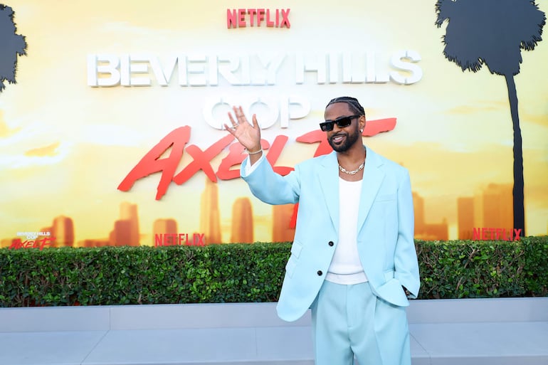 El rapero Big Sean llegando a la premier de "Beverly Hills Cop: Axel F".  (Leon Bennett/Getty Images/AFP)
