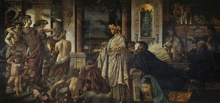 Anselm Feuerbach, Das Gastmahl des Plato (El banquete de Platón), 1869.