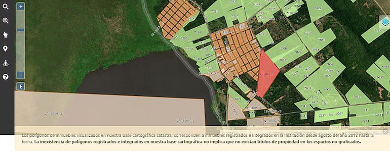 Mapa georreferencial adjuntado por la Dirección General del Servicio Nacional de Catastro.