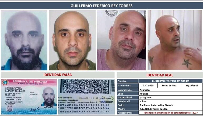 Envío de cocaína a Hamburgo: Guillermo Federico Rey Torres, utilizaba documento paraguayo adulterado.