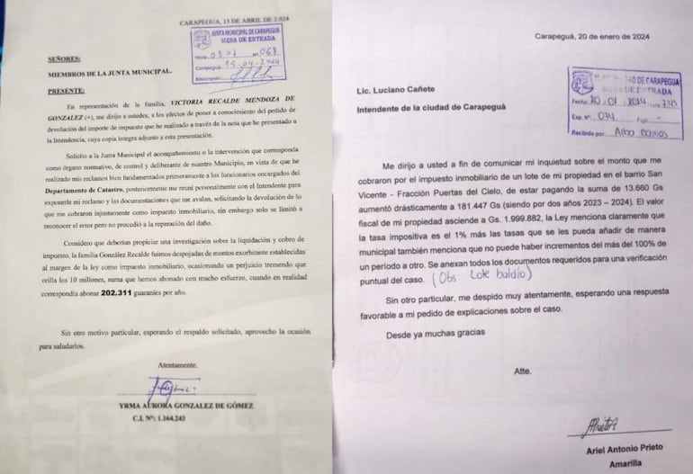 Dos denuncias recibió el intendente Luciano Cañete (ANR-HC) de los contribuyentes, pero se llama a silencio.