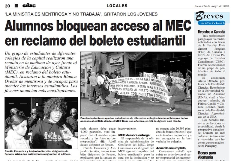 Los alumnos lograron la implementación del boleto estudiantil luego de una intensa lucha en las calles, conforme se refleja en el archivo de ABC. Hoy, con plena vigencia de una ley que los ampara hace 17 años, los estudiantes siguen sin un ejercicio pleno  de sus derechos.