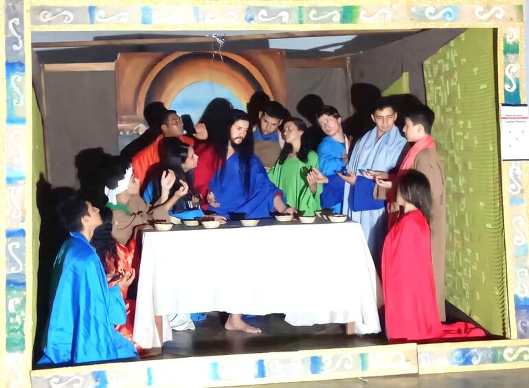 Escena de la Última Cena de Jesús con sus apóstoles.