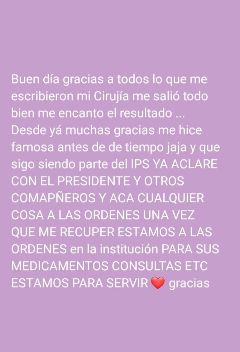 Lilian Troche García, funcionaria reposera del IPS.