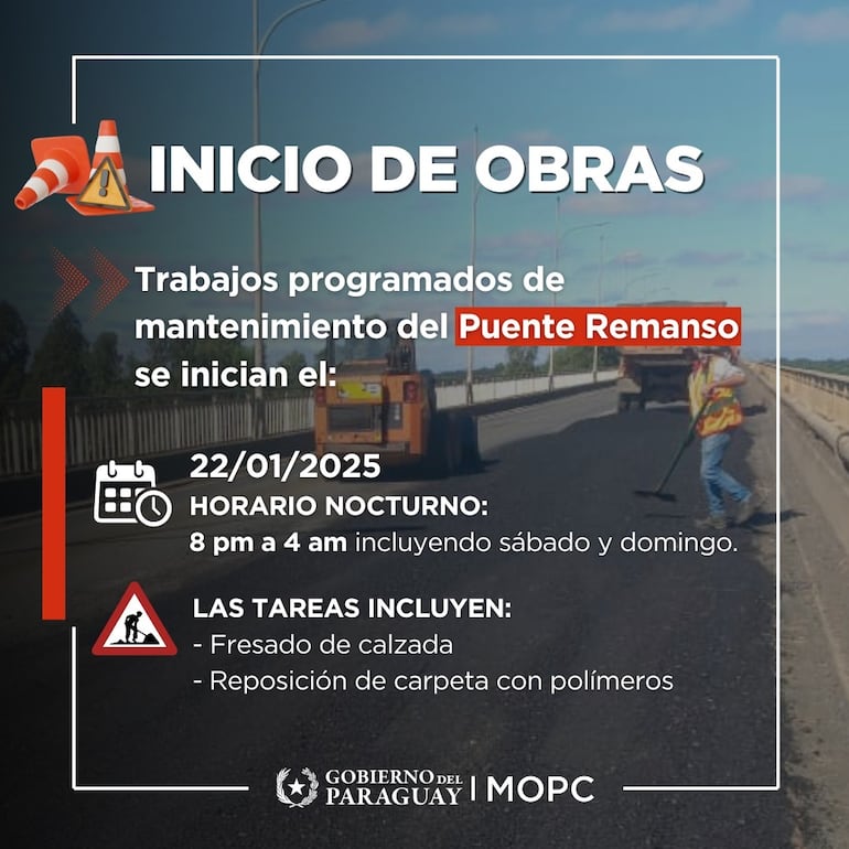 Esta noche iniciarán las obras de reparación sobre el Puente Remanso.