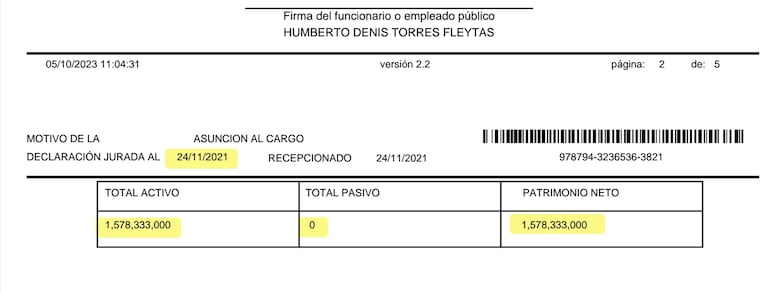  Comparativo de la  primera declaración jurada  con la última presentada ante la Contraloría General.