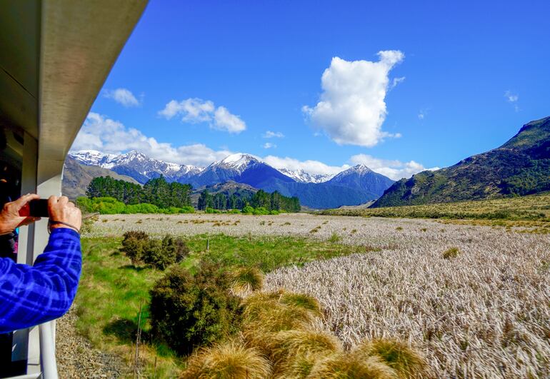 Vista desde el TranzAlpine, en Nueva Zelanda.