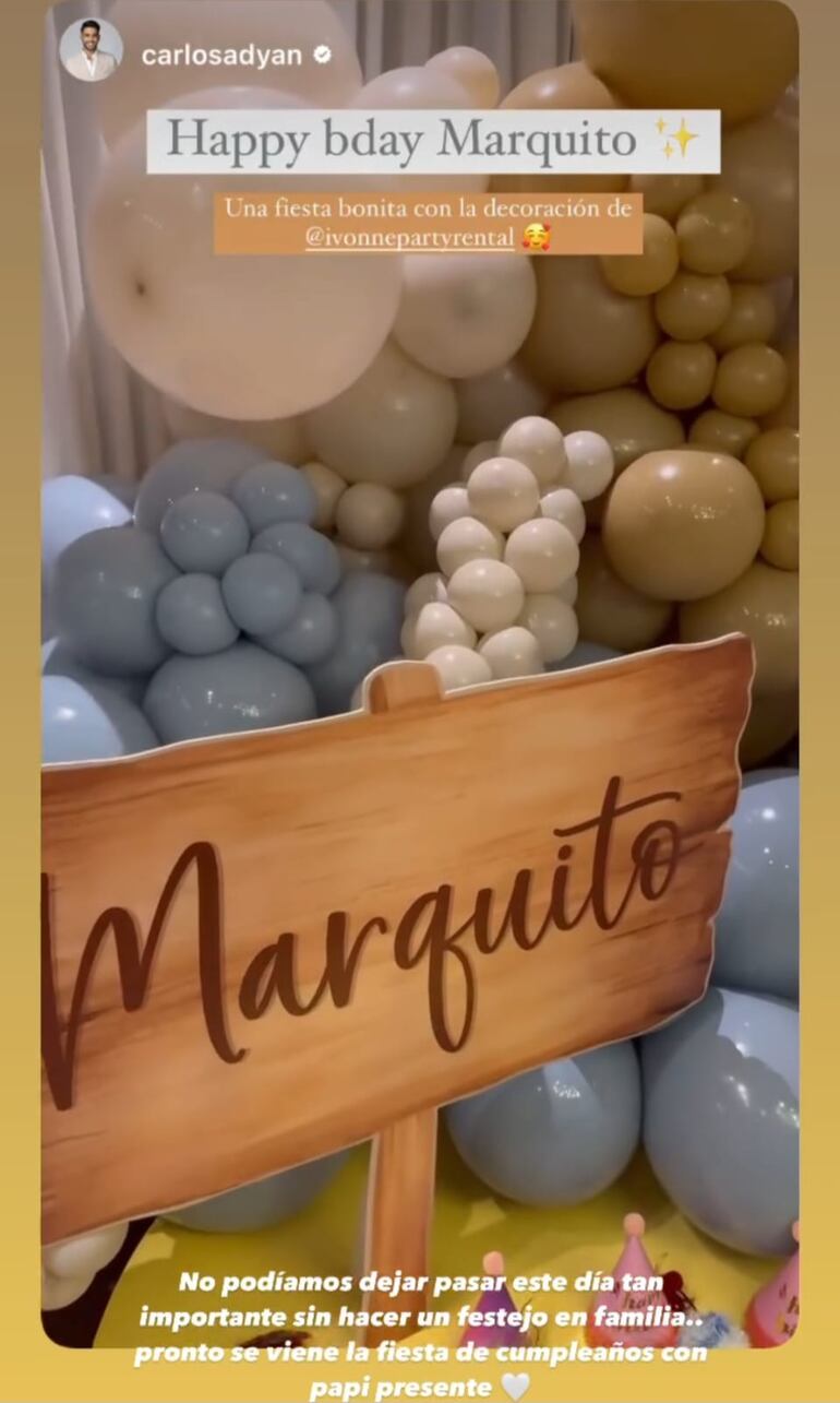 Parte de la deco del festejo familiar de Marquito Muñiz Ferreira. (Instagram/Nadia Ferreira)