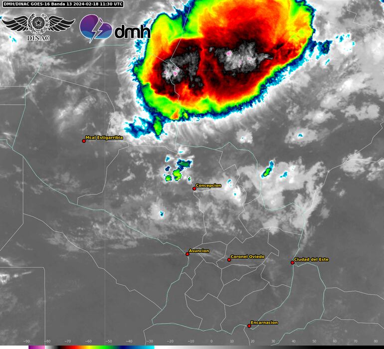 Núcleos de tormenta sobre el territorio nacional.