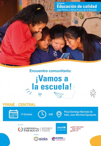 Este martes 17 se lanza en la localidad de Ypané la campaña !Vamos a la Escuela".