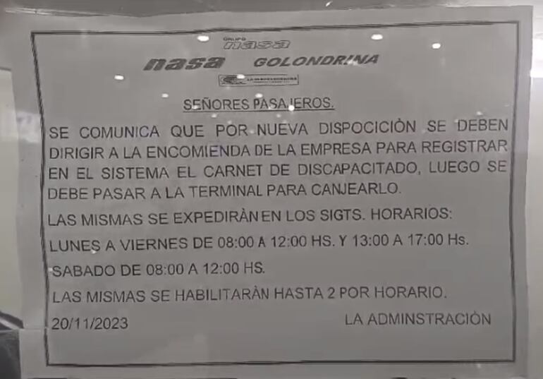 Según el denunciante, en la ley no está previsto ningún horario específico para acceder a los pasajes.