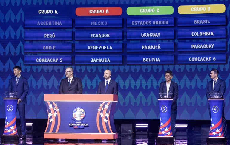 Los grupos de la Copa América 2024 después del sorteo realizado en la ciudad de Miami, Estados Unidos.