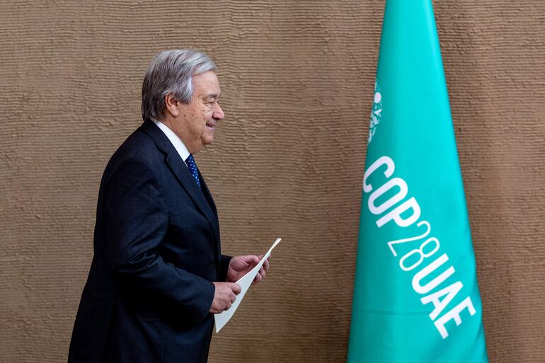 Antonio Guterres, secretario general de la ONU, durante la COP28 en Dubái, Emiratos Árabes Unidos.