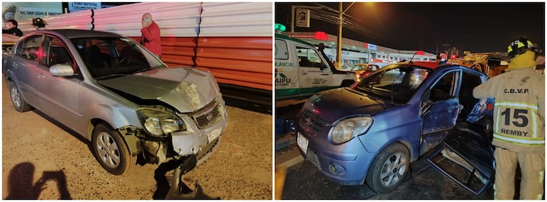 Estos dos automóviles protagonizaron un accidente sobre la Ruta PY01 (ex Acceso Sur) y Primer Presidente, en la ciudad de Ñemby.