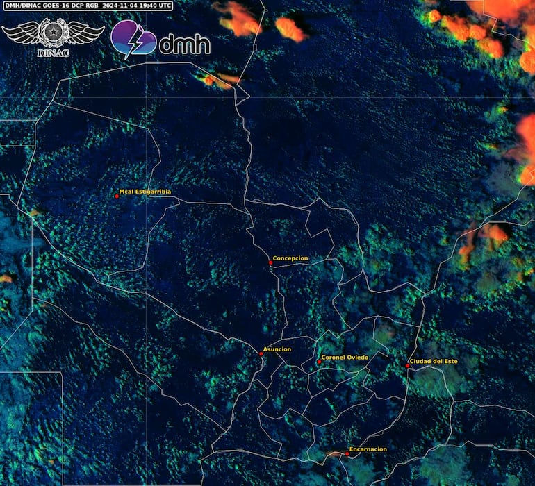 Núcleos de tormenta sobre el territorio nacional.