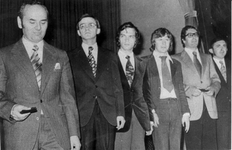 Hungría campeón de la Olimpiada 1978: Lajos Portisch, Zoltan Ribli, Gyula Sax, Andras Adorján, Istvan Csom, Laszlo Vadasz (Foto hunonchess.com).