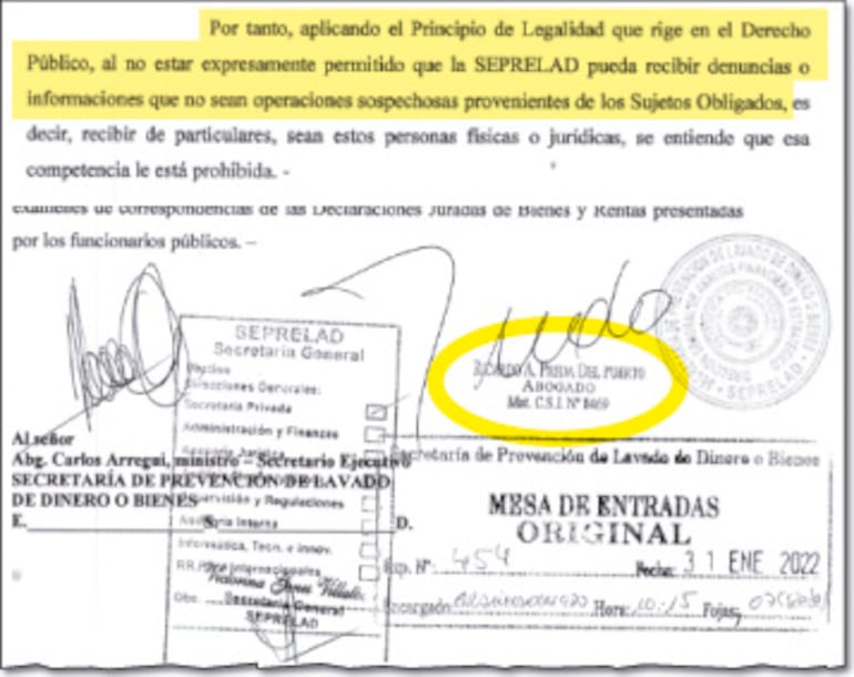 Conclusión del documento que presentó Preda el 31 de enero de 2022 y en el cual desmerita el trabajo de las unidades de Inteligencia Financiera (UFI).