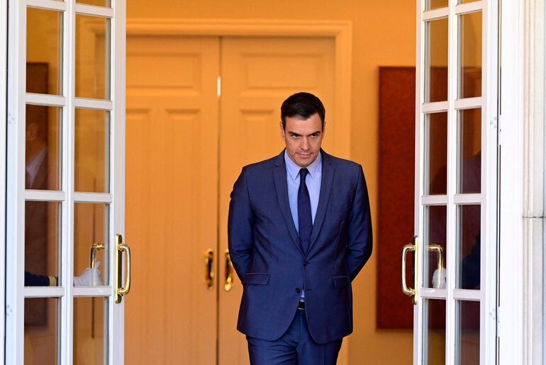 El presidente del Gobierno de España, Pedro Sánchez, en el palacio de La Moncloa, en Madrid.