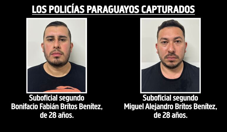 Suboficial segundo Bonifacio Fabián Brítos Benítez  y su hermano, el también suboficial segundo Miguel Alejandro Brítos Benítez, capturados en Brasil.