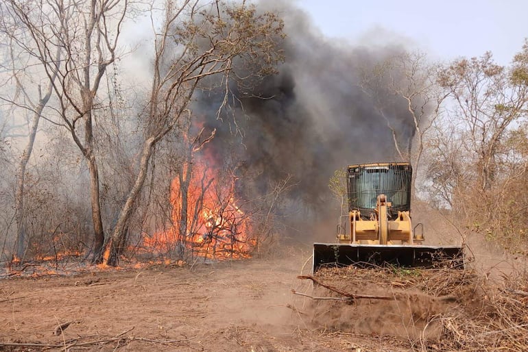 Un incendio este sábado en la estancia Campo Grande, al norte de Alto Paraguay (Paraguay).