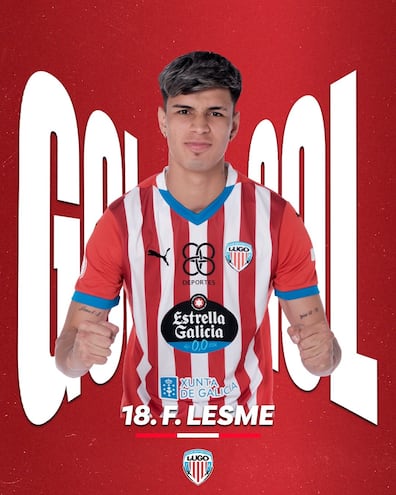 Fernando Lesme marcó ayer dos goles para el CD Lugo de España.