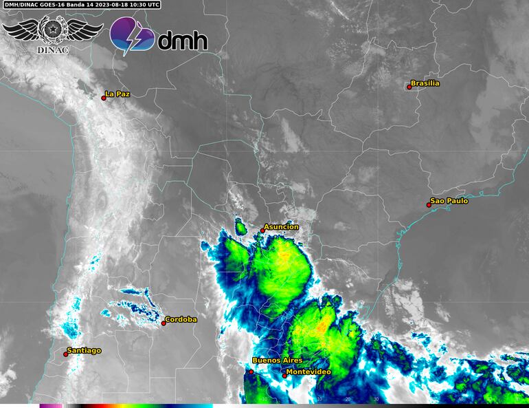 Imagen satelital de la Dirección de Meteorología.