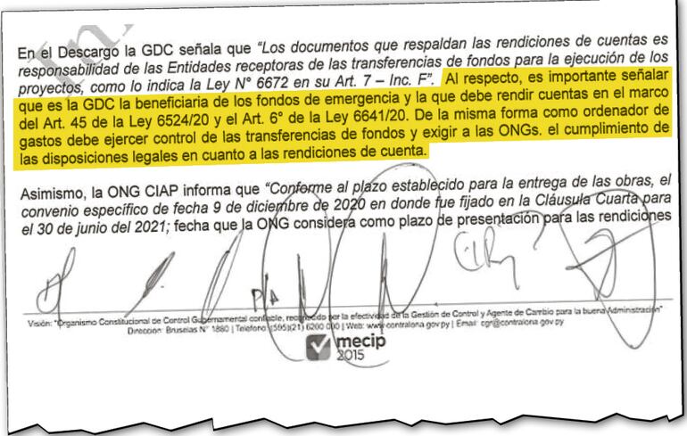 El jefe departamental intentó culpar sobre las anomalías a la ONG. Sin embargo, el informe es contundente sobre la responsabilidad de la gobernación sobre el uso de los fondos.