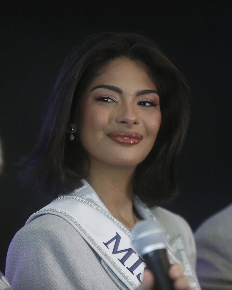 La Miss Universo 2023, la nicaragüense Sheynnis Palacios, habla durante una rueda de prensa en Ciudad de Panamá (Panamá). 