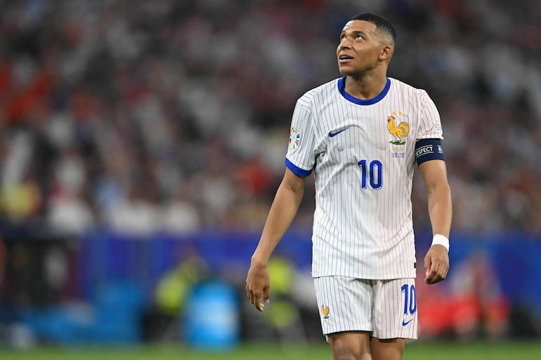 Kylian Mbappé, jugador de la selección de Francia, en el partido frente a España por las semifinales de la Eurocopa 2024 en el Allianz Arena, en Múnich, Alemania.