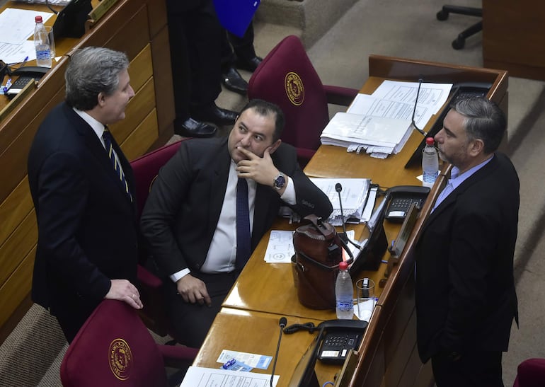 Los Senadores Rafael Filizzola, Líder Amarilla y Ever Villalba. 