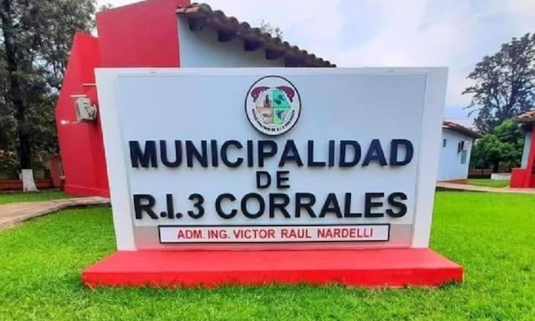 Fachada princpal de la Municipalidad de R.I. 3 Corrales, donde estaba comisionada Anadelia Acosta