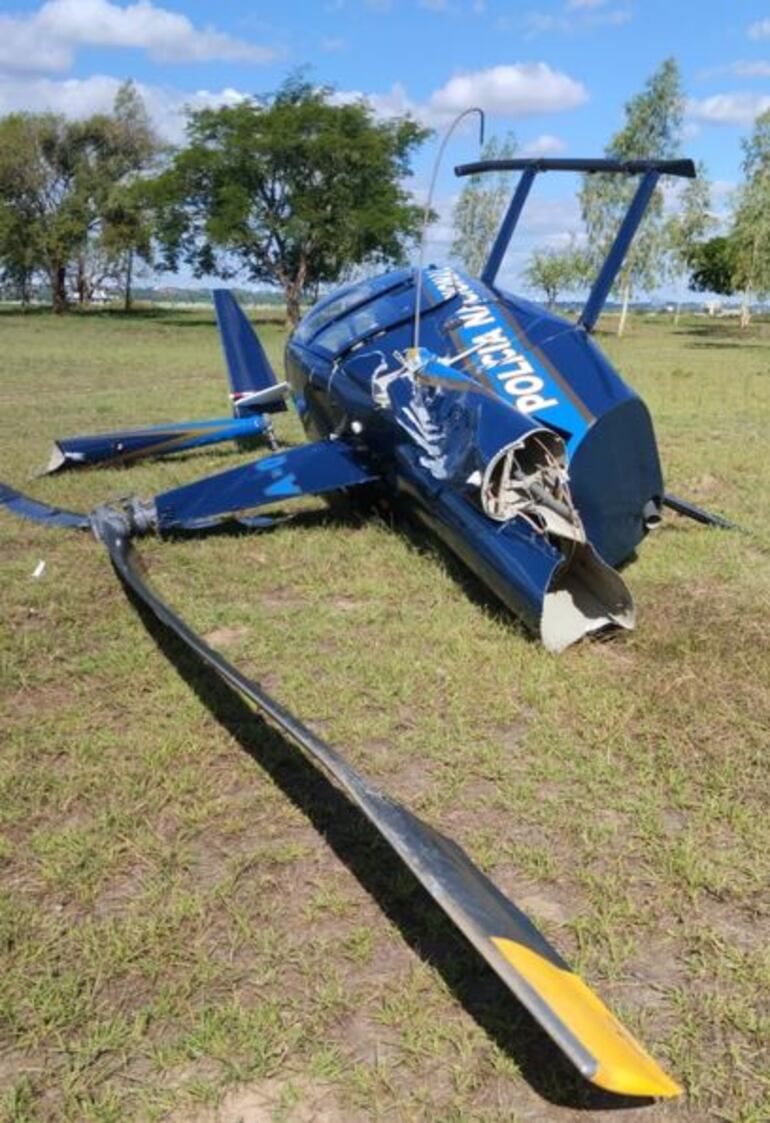 Helicóptero siniestrado de la Policía Nacional. (gentileza).