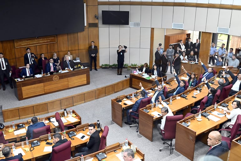 Sesión ordinaria de la Cámara de Senadores durante la pérdida de investidura de Kattya González.