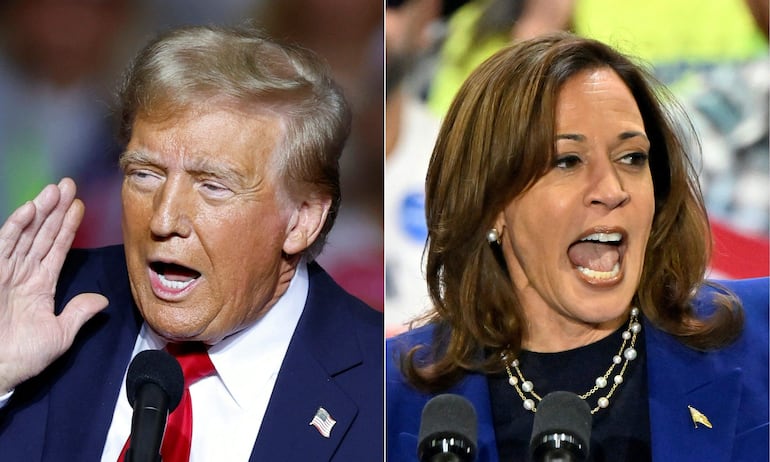 El expresidente estadounidense y candidato presidencial republicano Donald Trump (I) y la vicepresidente estadounidense y candidata presidencial demócrata Kamala Harris (D).